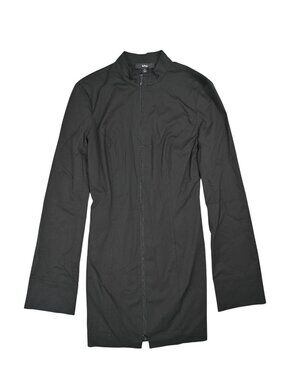 Khy Poplin Long Zip Up Mini Dress in Black